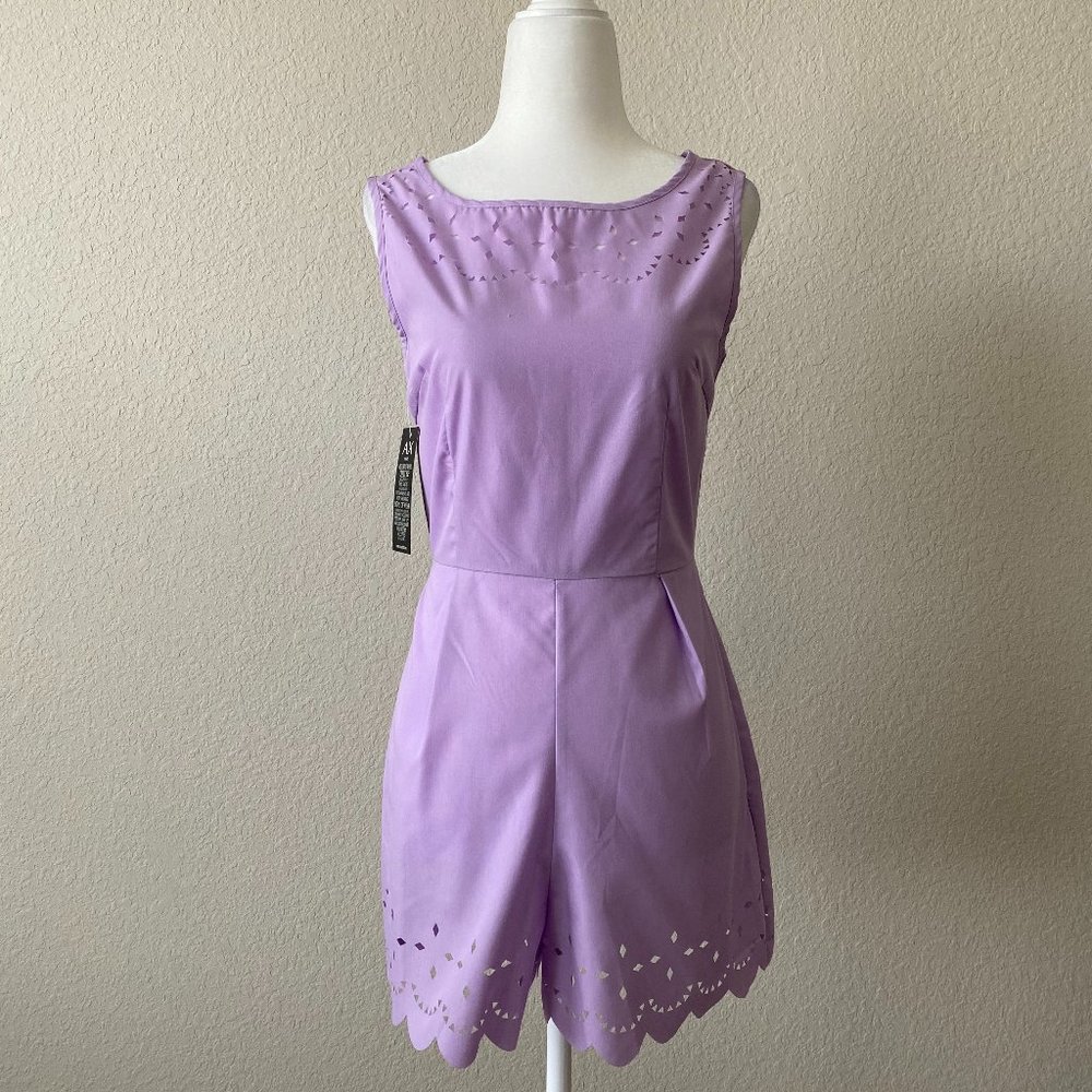 Lilac Laser Cutout Sleeveless Romper
